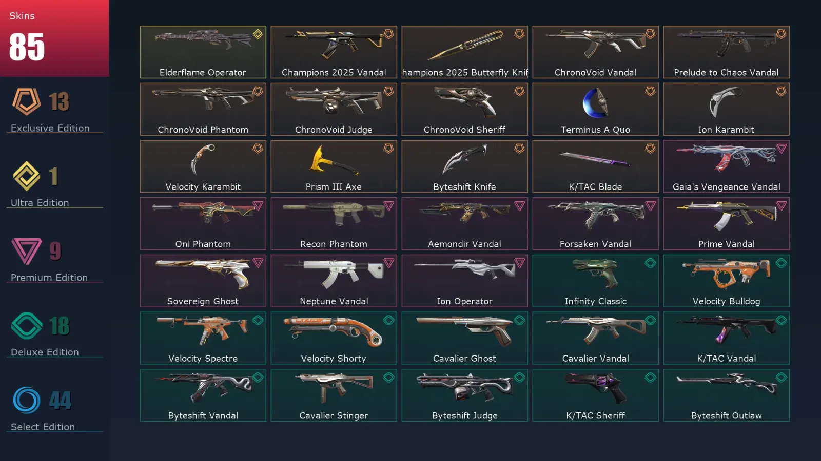 [Valorant] | EU | Level 257 | 29 Agents | 85 Skins — Valorant account