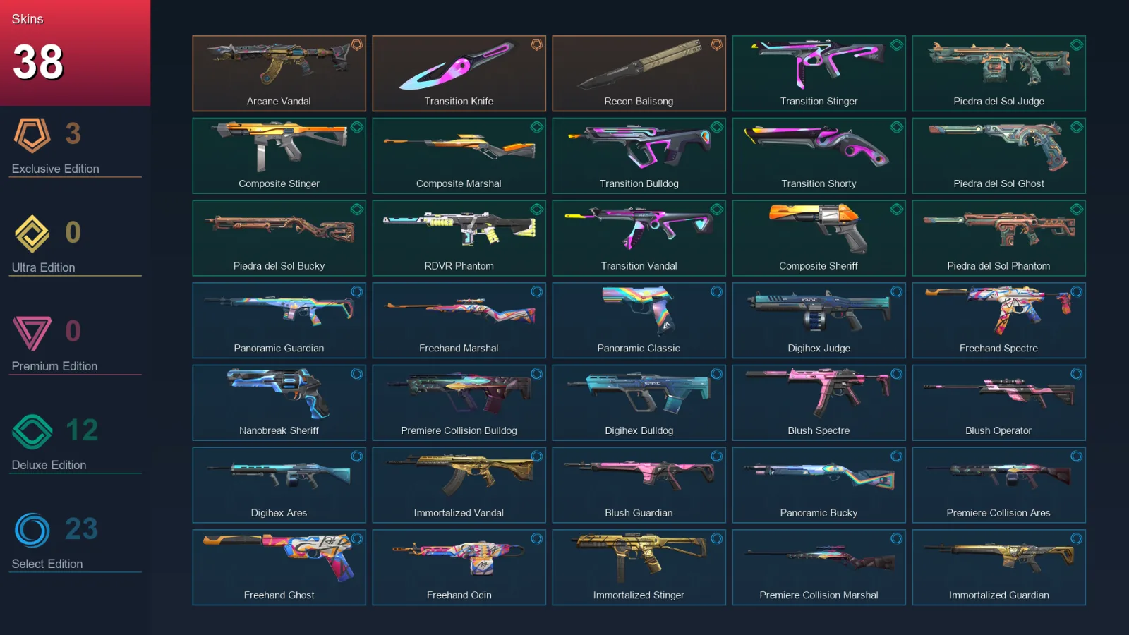 EU | Lv100 | Unranked | 38 Skin | 24 Agent | 46 Buddy