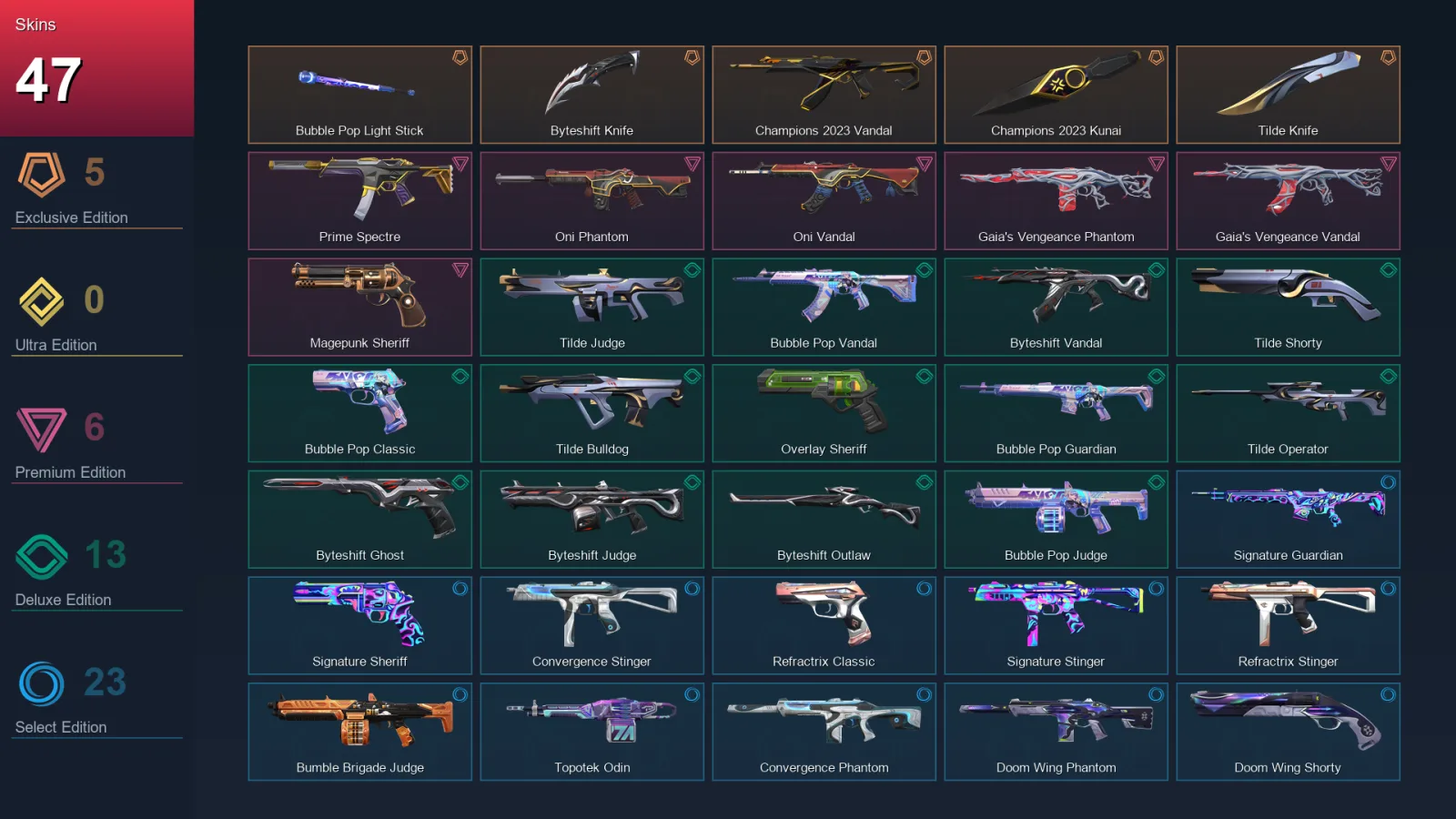 AP | Lv109 | Unranked | 47 Skin | 28 Agent | 68 Buddy — Valorant account