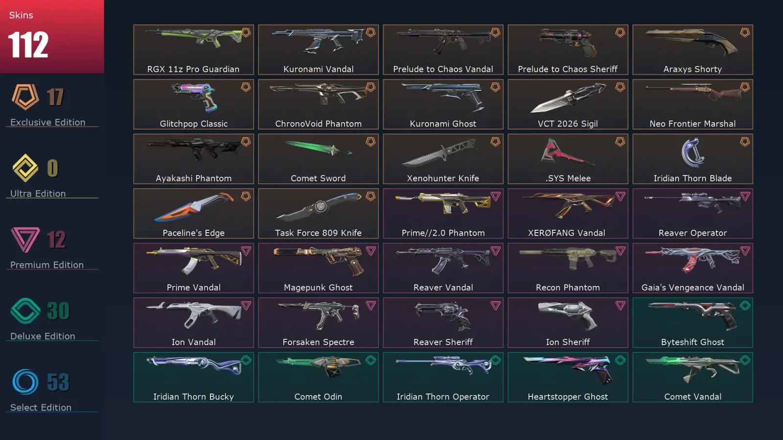 [Valorant] | EU | Level 460 | 29 Agents | 112 Skins