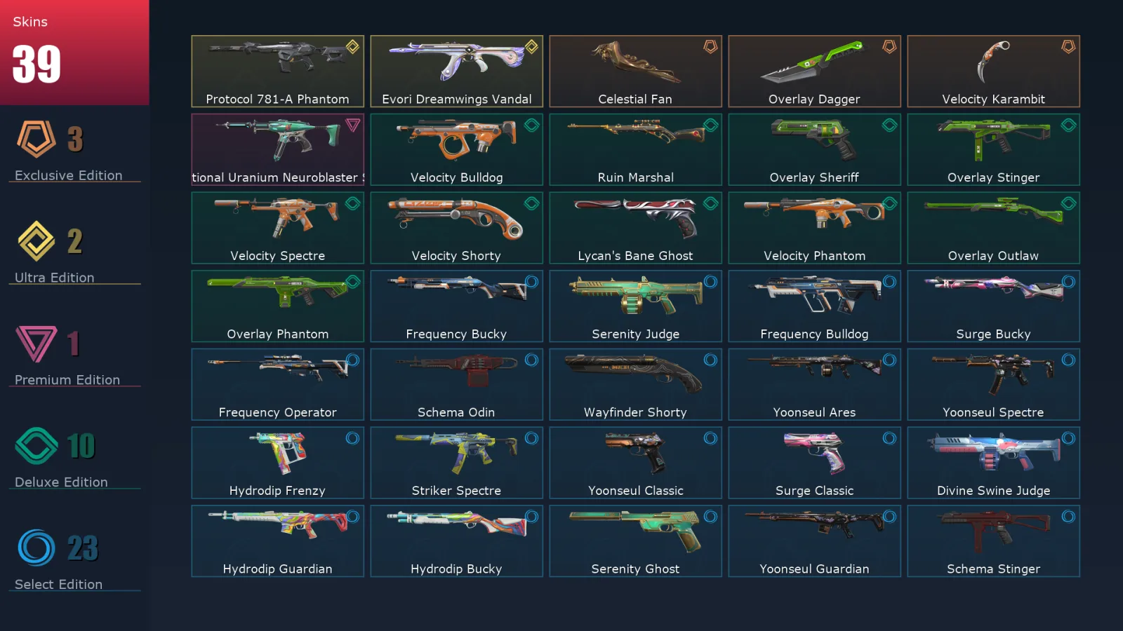 [Valorant] | EU | Level 50 | 17 Agents | 39 Skins
