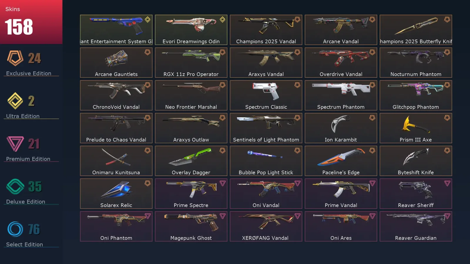 [Valorant] | EU | Level 252 | Gold 3 | 29 Agents | 158 Skins — Valorant account