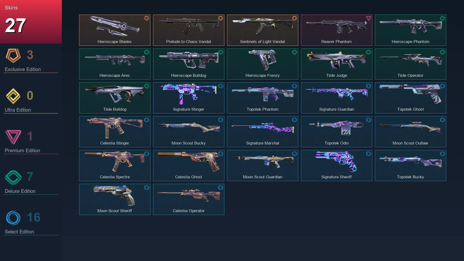 EU | Lv83 | Unranked | 27 Skin | 25 Agent | 42 Buddy