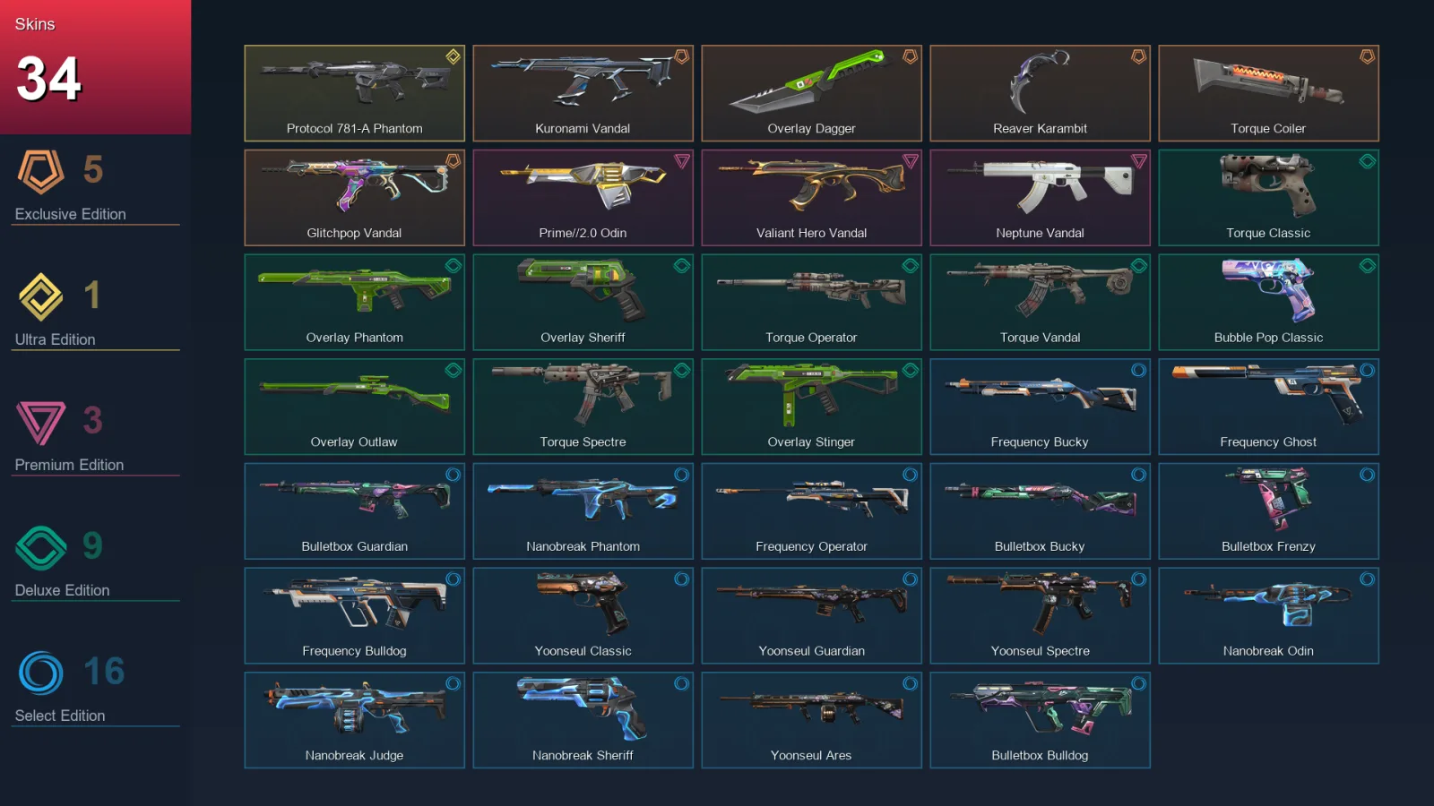 AP | Lv93 | Unranked | 34 Skin | 13 Agent | 41 Buddy
