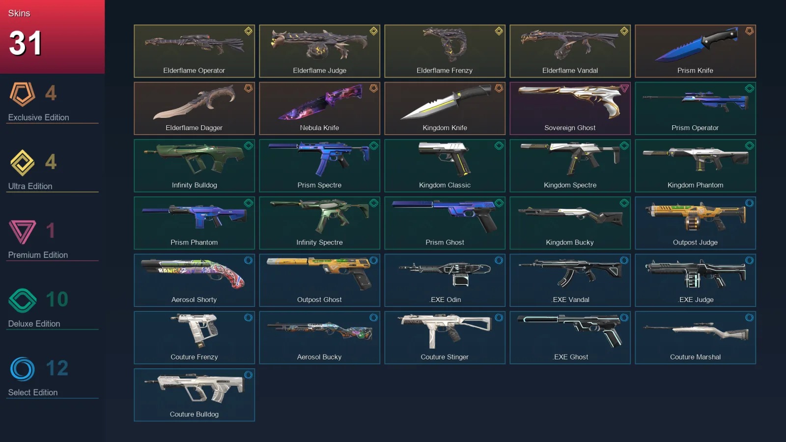 NA | Lv10 | Unranked | 31 Skin | 10 Agent | 19 Buddy