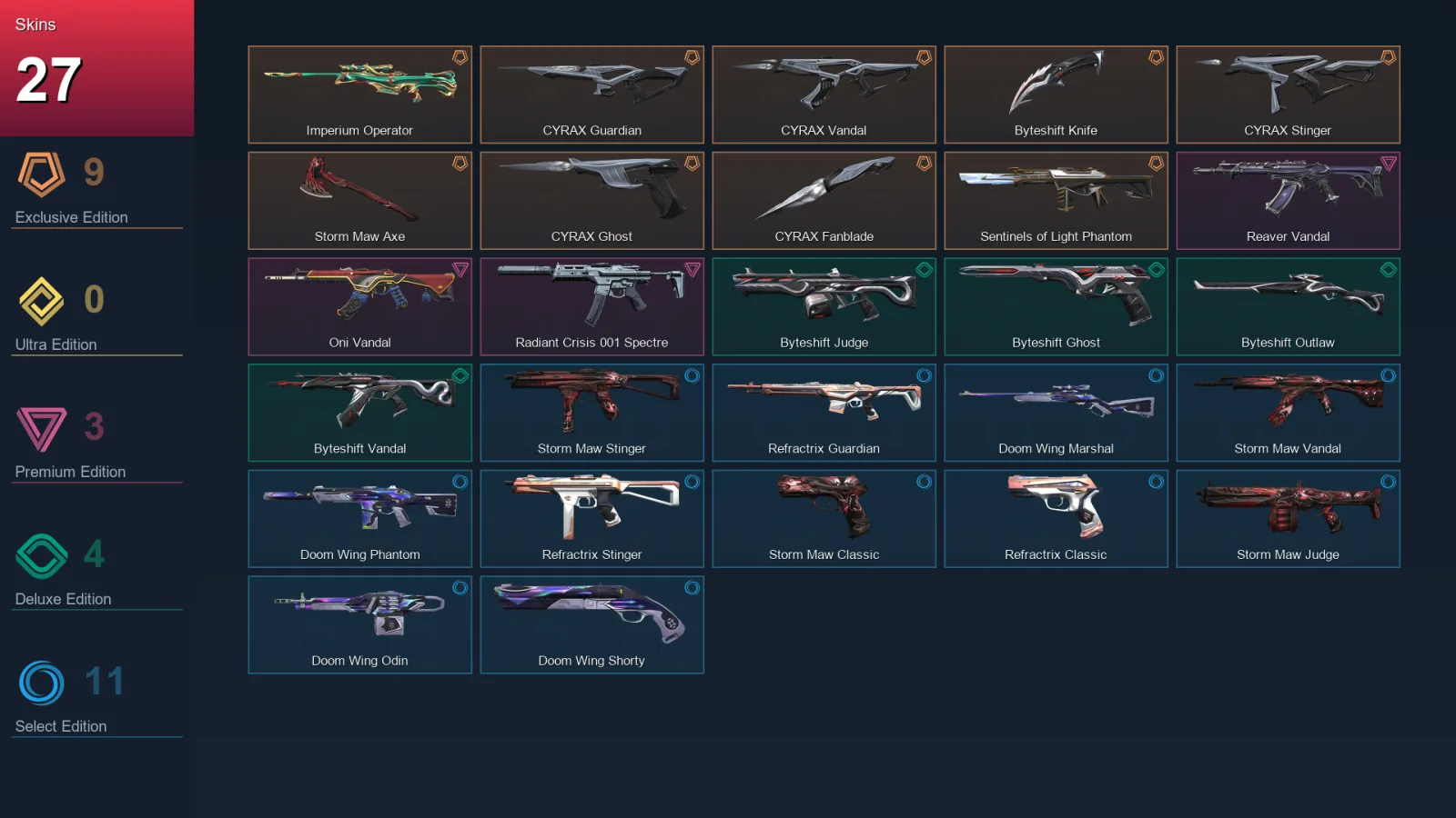 EU | Lv31 | Unranked | 27 Skin | 11 Agent | 13 Buddy — Valorant account