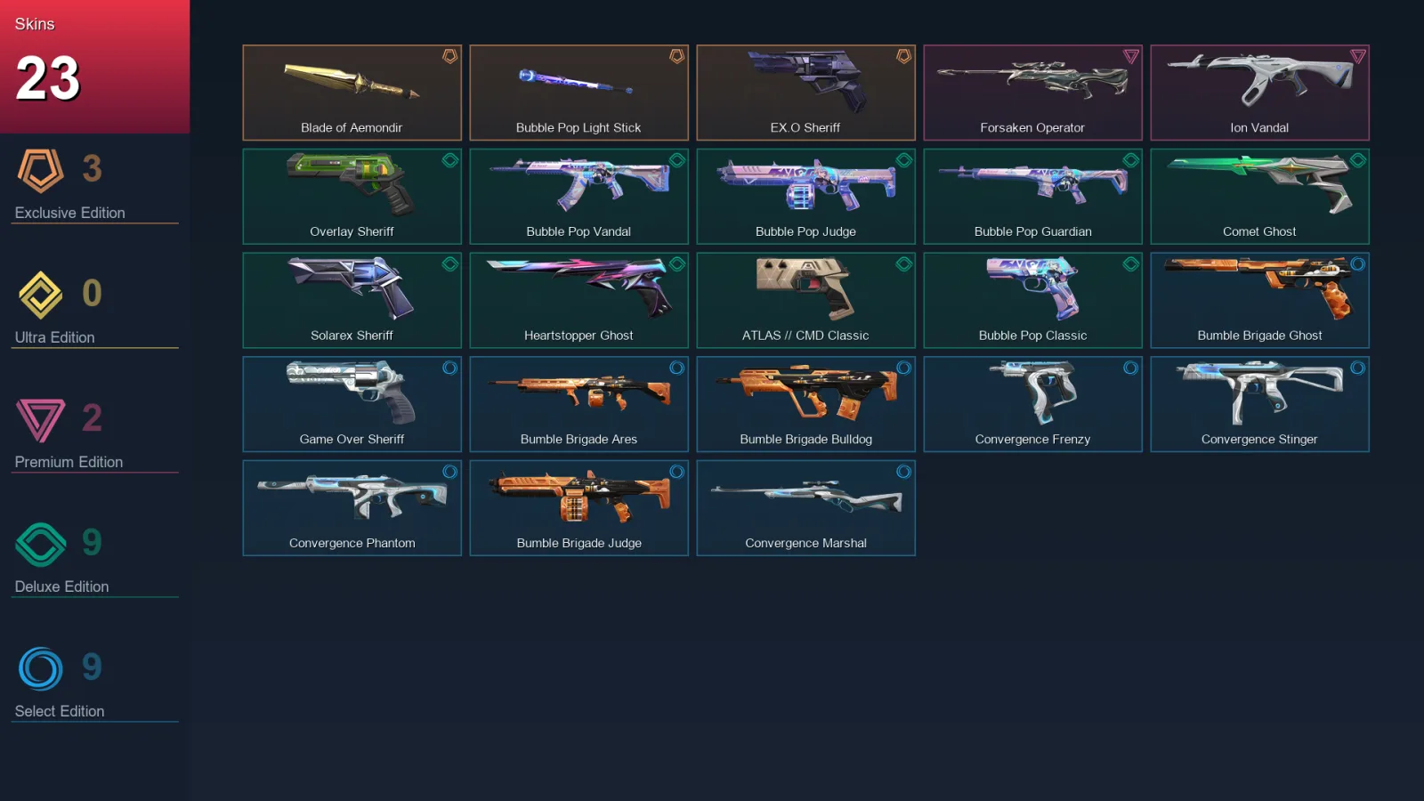 AP | Lv137 | Unranked | 23 Skin | 28 Agent | 66 Buddy