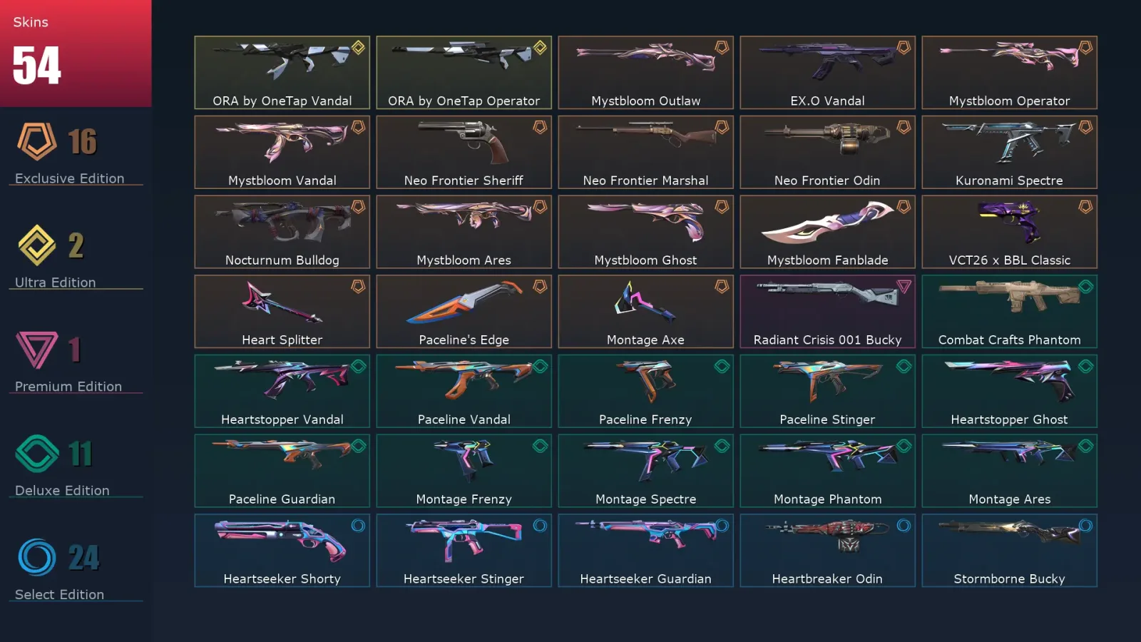[Valorant] | EU | Level 106 | Gold 2 | 29 Agents | 54 Skins — Valorant account