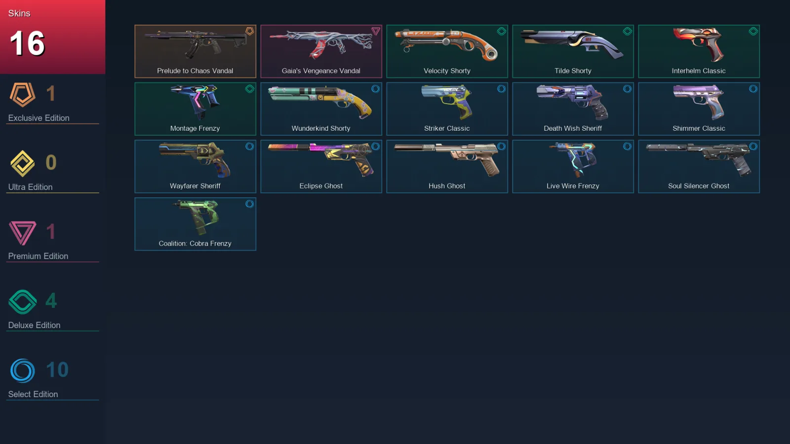 EU | Lv210 | Unranked | 16 Skin | 29 Agent | 72 Buddy