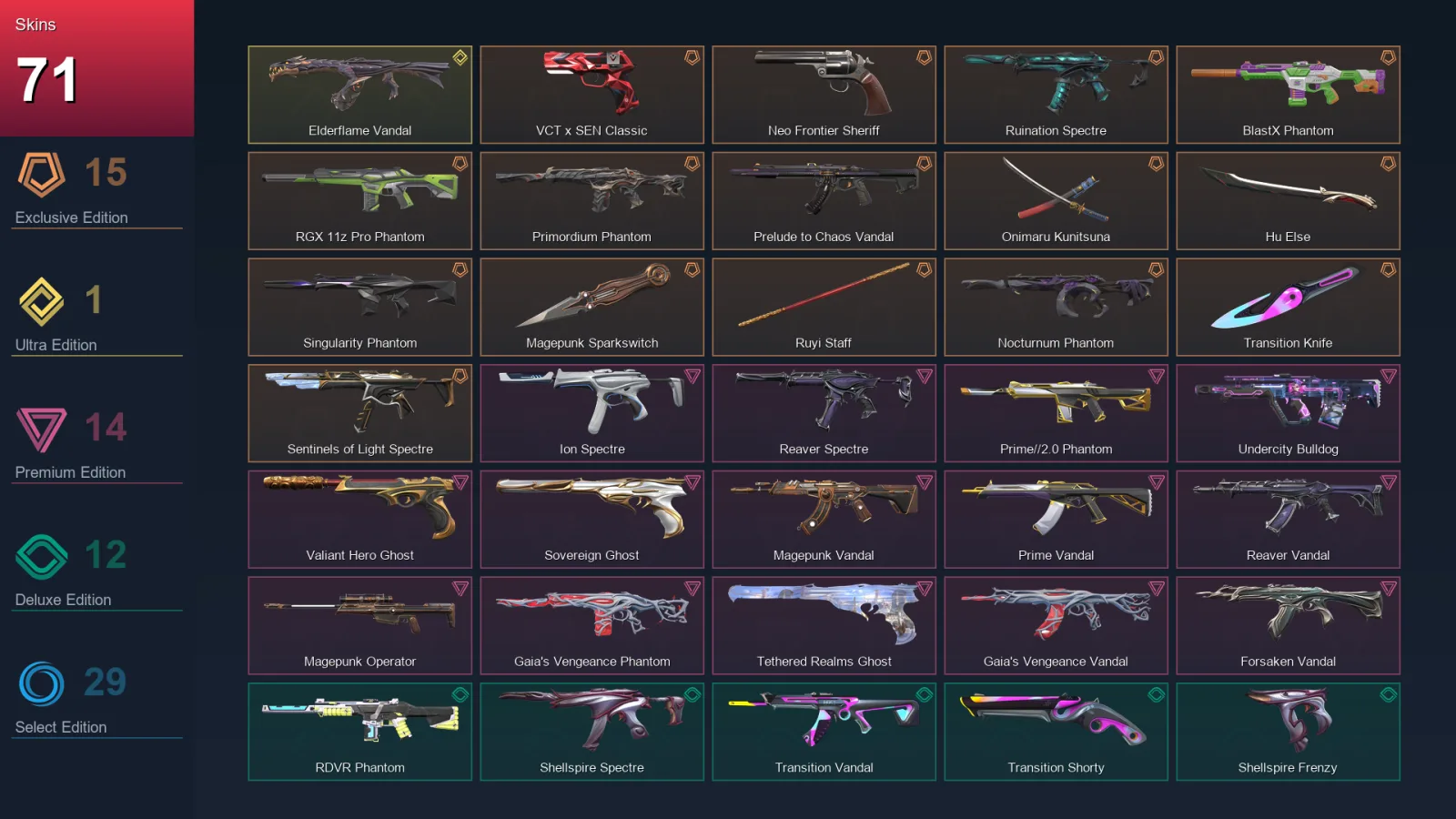 LA | Lv123 | Unranked | 71 Skin | 29 Agent | 63 Buddy