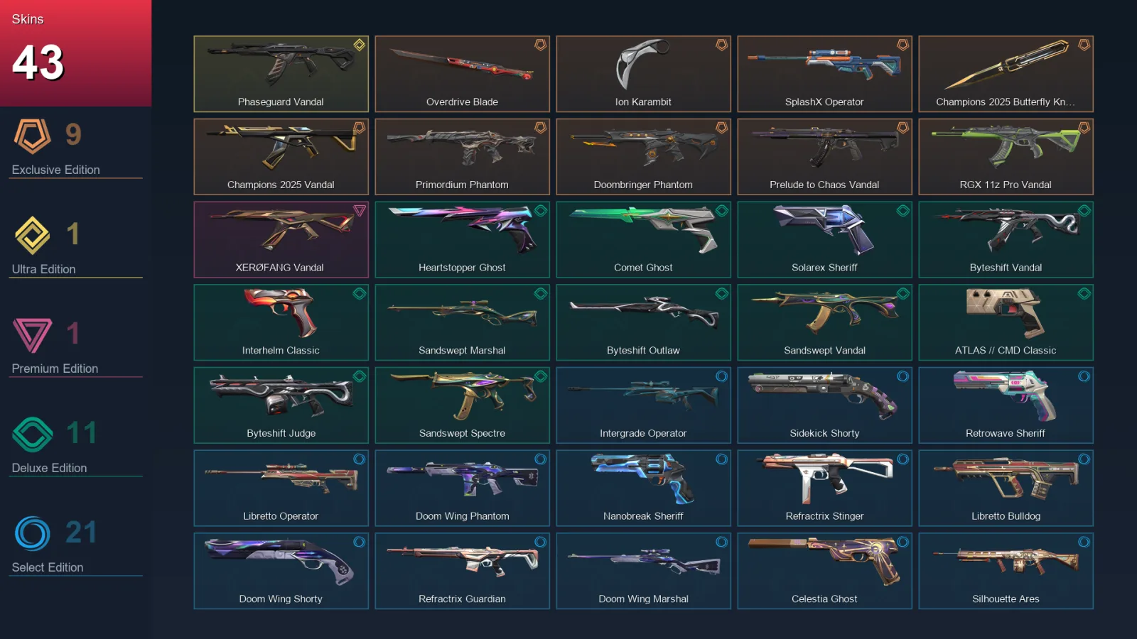 BR | Lv182 | Unranked | 43 Skin | 28 Agent | 95 Buddy
