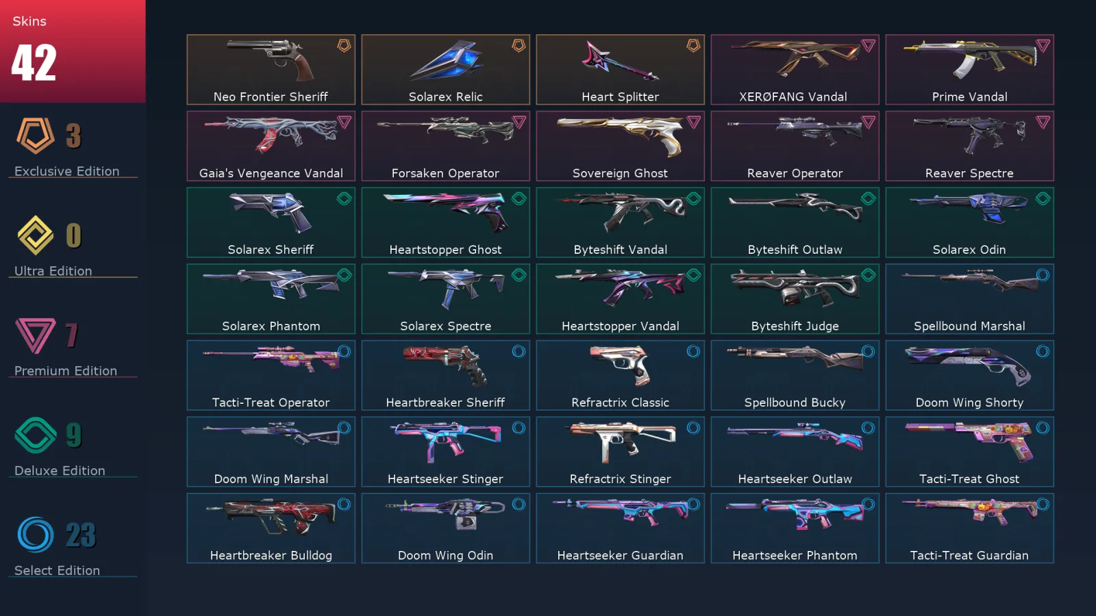 [Valorant] | EU | Level 83 | 22 Agents | 42 Skins
