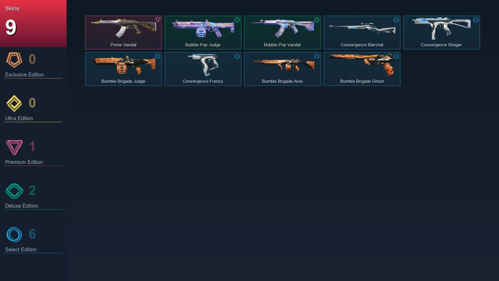 BR | Lv23 | Unranked | 9 Skin | 11 Agent | 13 Buddy