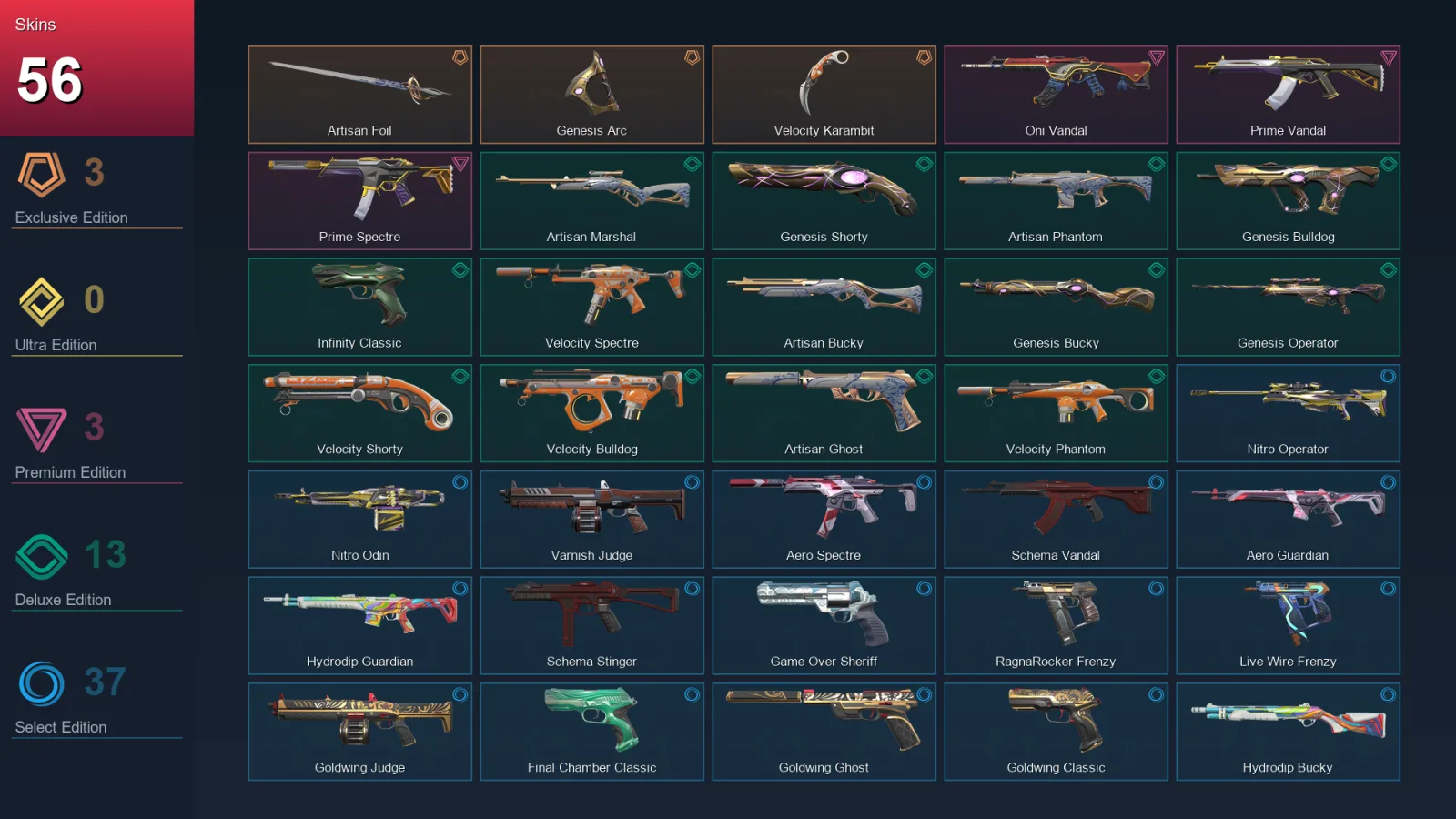 AP | Lv194 | Unranked | 56 Skin | 21 Agent | 81 Buddy