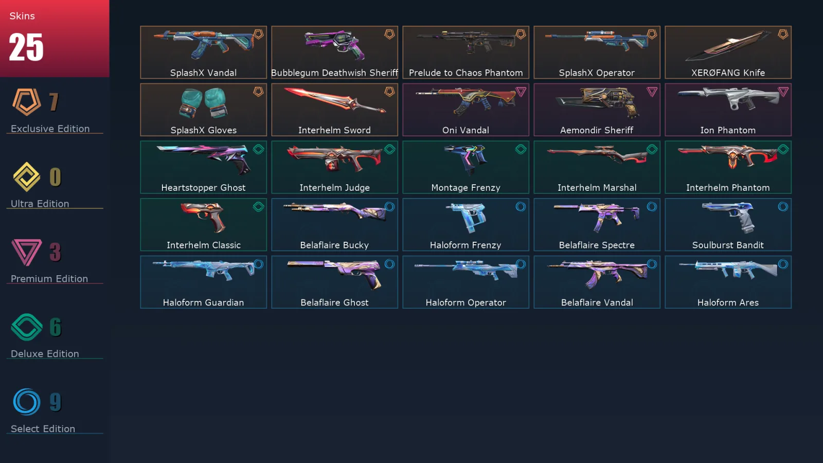 [Valorant] | EU | Level 88 | 25 Agents | 25 Skins