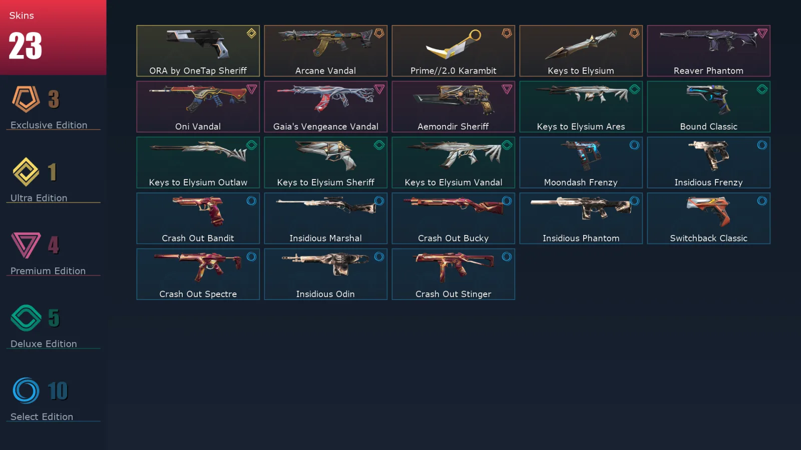 [Valorant] | EU | Level 43 | 15 Agents | 23 Skins