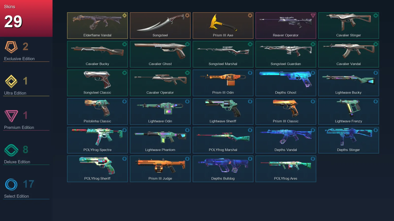 EU | Lv36 | Unranked | 29 Skin | 14 Agent | 26 Buddy