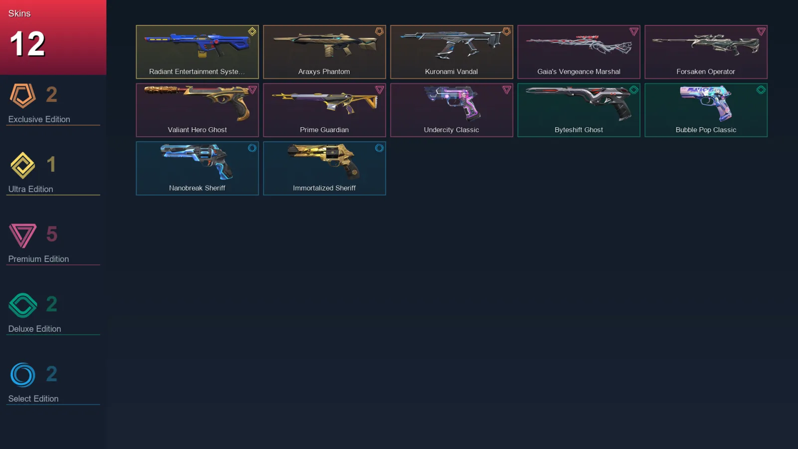EU | Lv105 | Unranked | 12 Skin | 28 Agent | 43 Buddy