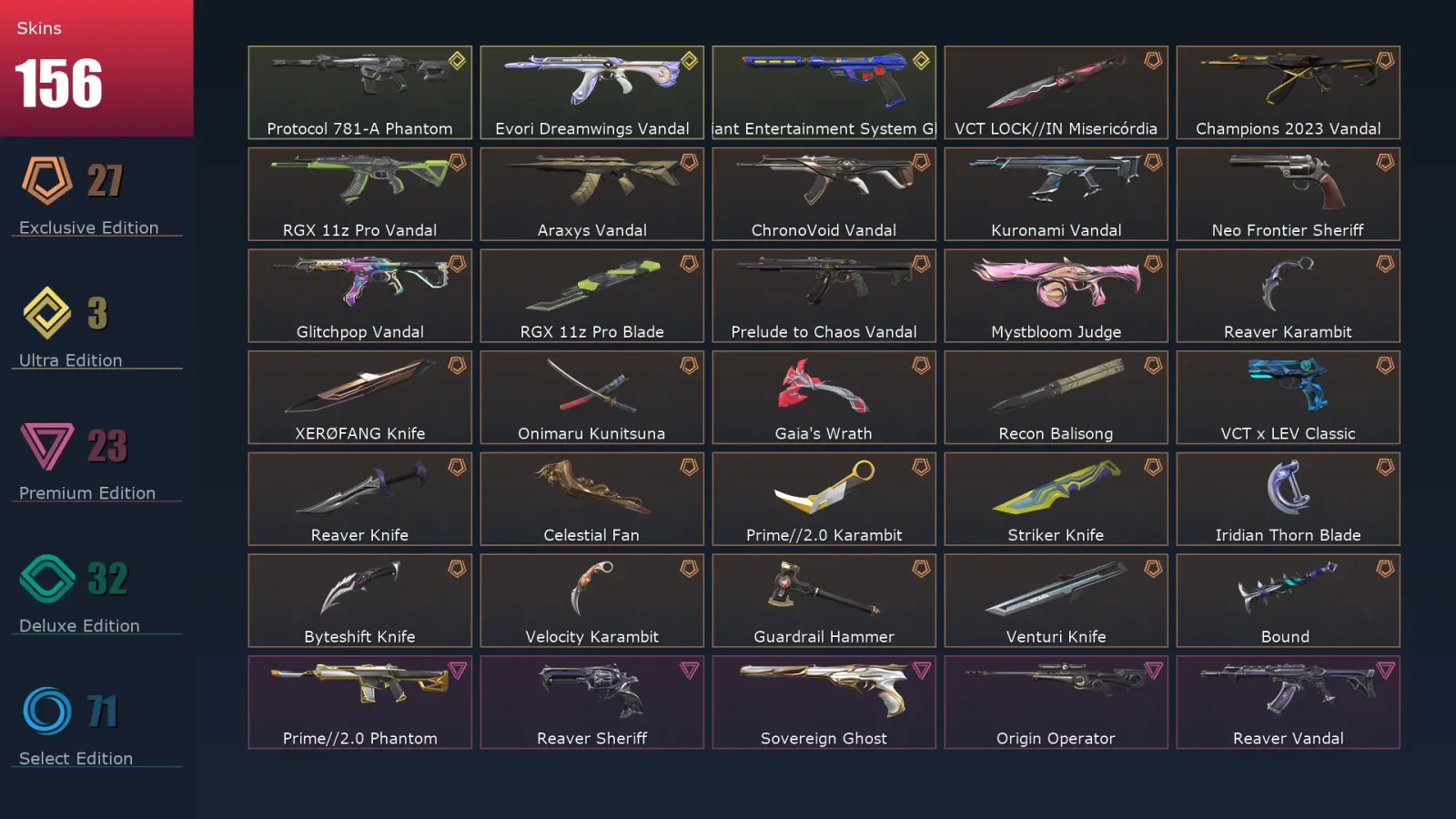 [Valorant] | EU | Level 242 | 27 Agents | 156 Skins — Valorant account