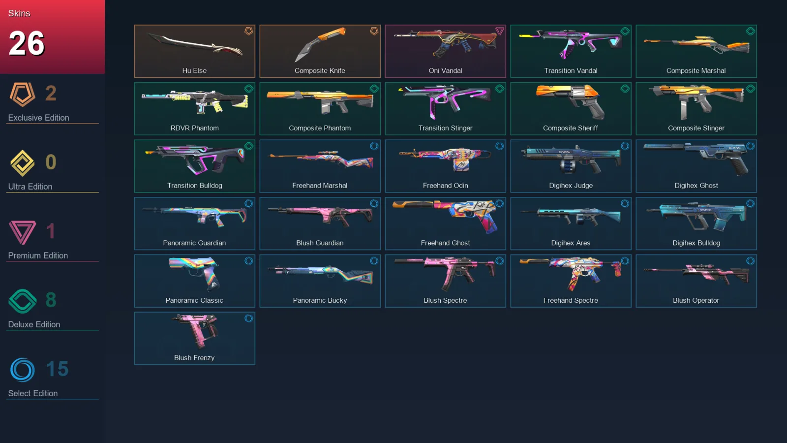 EU | Lv52 | Unranked | 26 Skin | 17 Agent | 29 Buddy