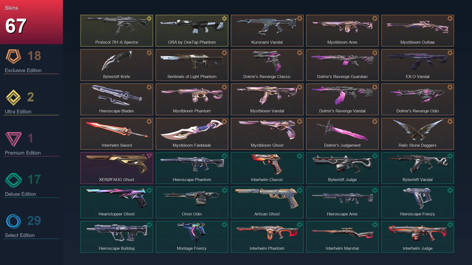 EU | Lv193 | Unranked | 67 Skin | 29 Agent | 74 Buddy