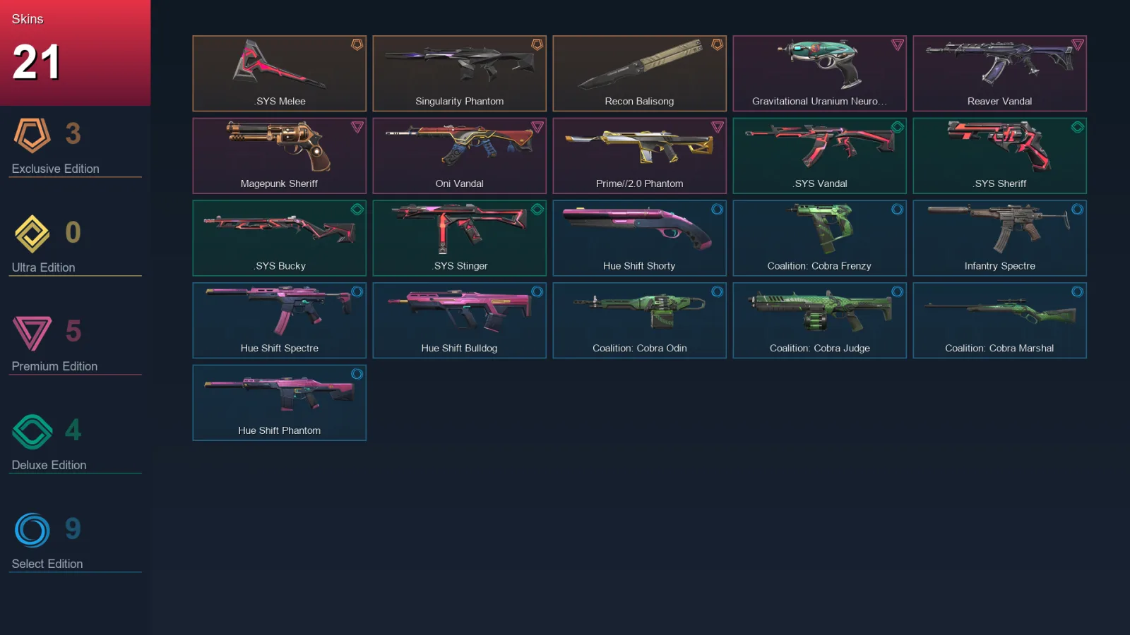 EU | Lv77 | Unranked | 21 Skin | 26 Agent | 30 Buddy