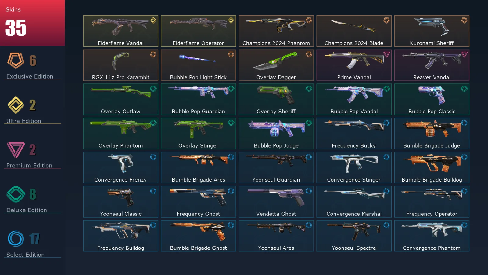 [Valorant] | EU | Level 82 | 22 Agents | 35 Skins
