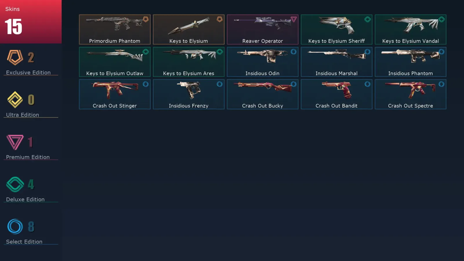 [Valorant] | EU | Level 56 | Ascendant 1 | 13 Agents | 15 Skins