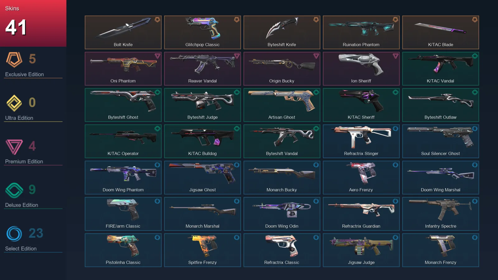 AP | Lv218 | Unranked | 41 Skin | 27 Agent | 91 Buddy