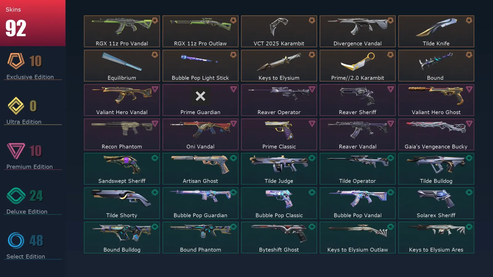 [Valorant] | EU | Level 373 | Platinum 3 | 29 Agents | 92 Skins