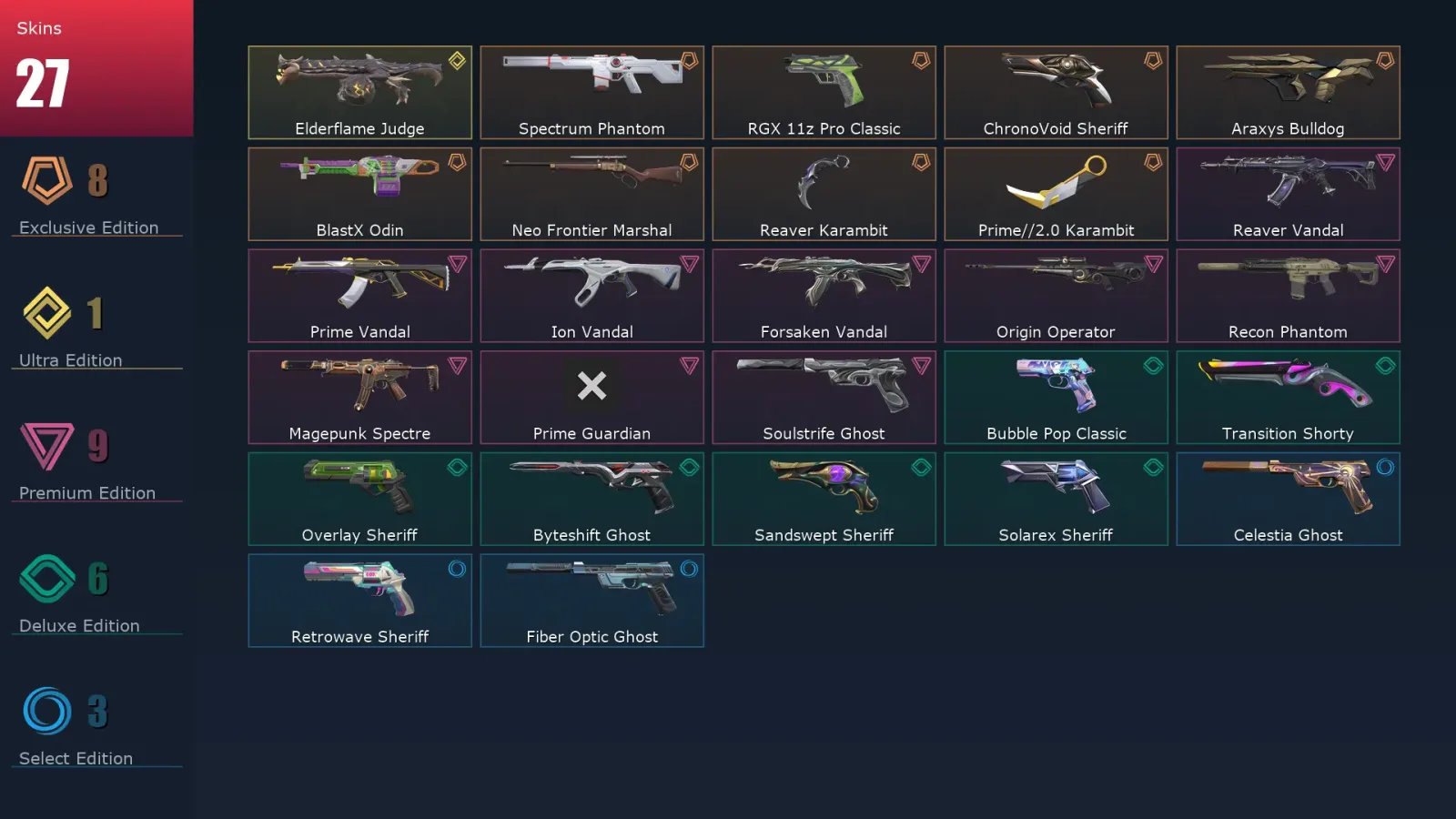 [Valorant] | EU | Level 174 | 27 Agents | 27 Skins — Valorant account