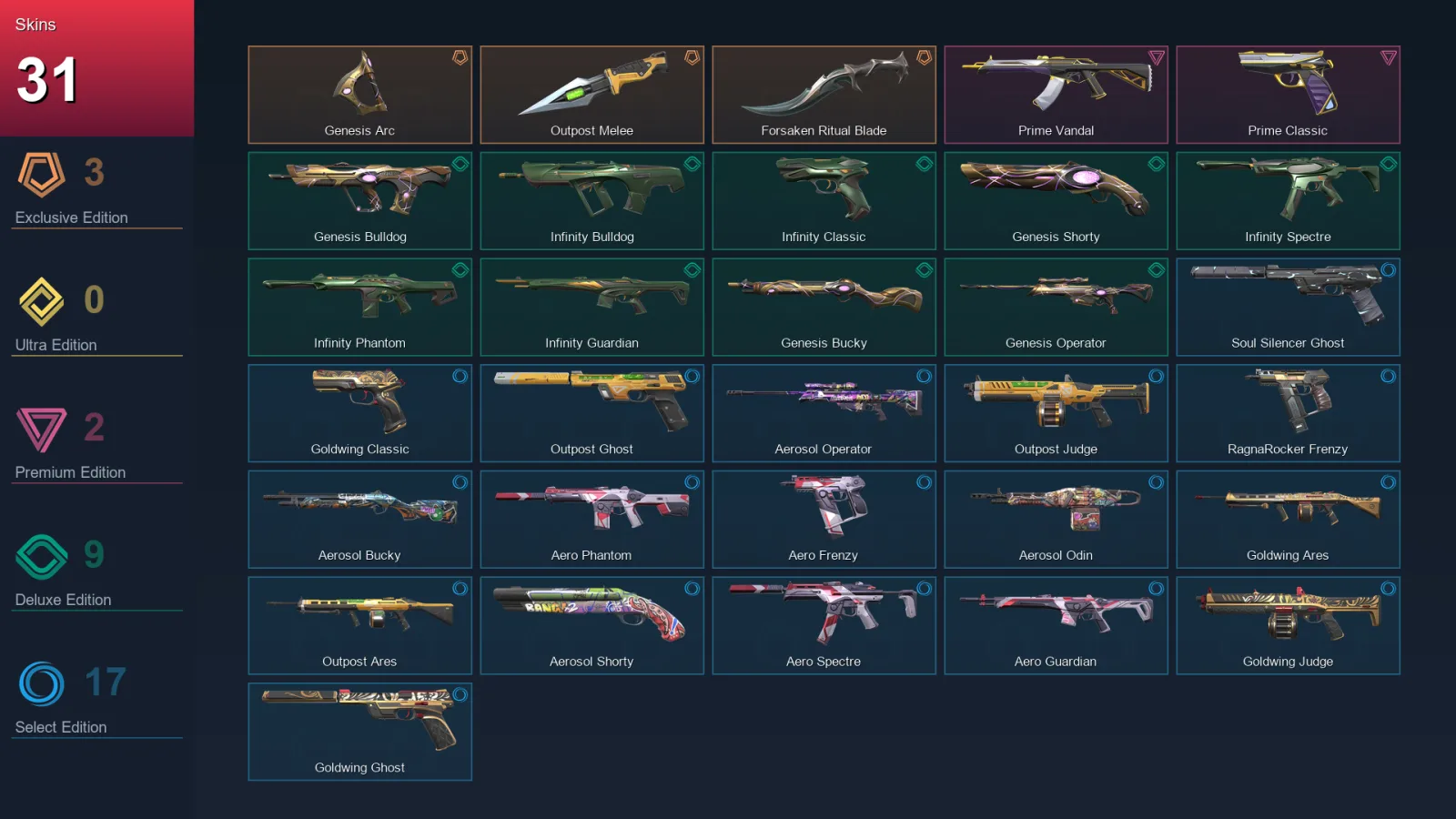 AP | Lv85 | Unranked | 31 Skin | 19 Agent | 52 Buddy — Valorant account