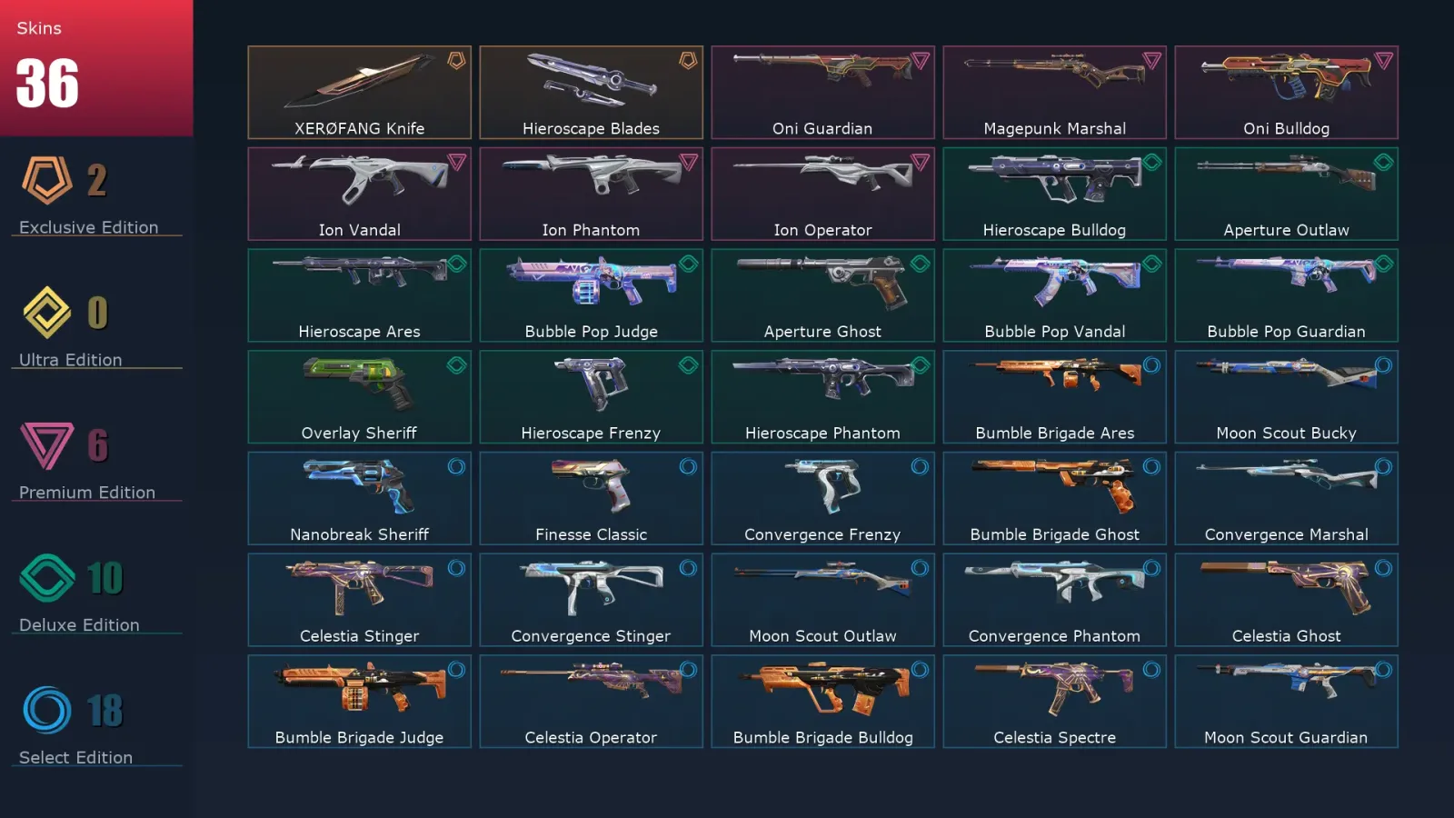 [Valorant] | EU | Level 67 | 12 Agents | 36 Skins