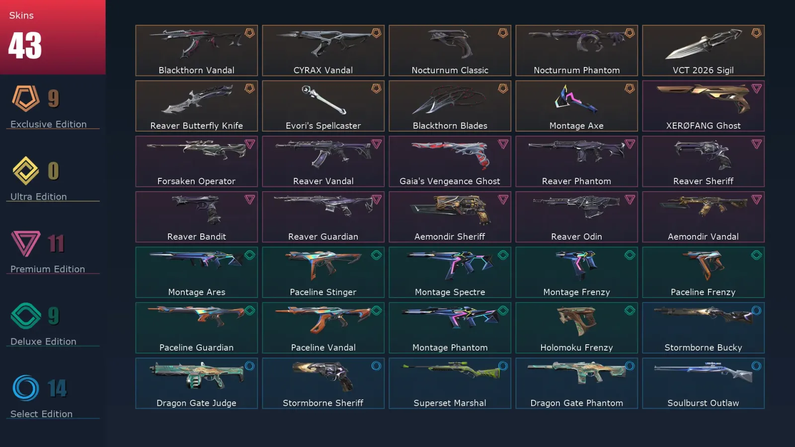 [Valorant] | EU | Level 40 | Platinum 1 | 13 Agents | 43 Skins — Valorant account
