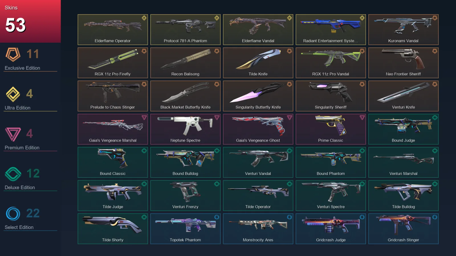 EU | Lv110 | Unranked | 53 Skin | 28 Agent | 64 Buddy
