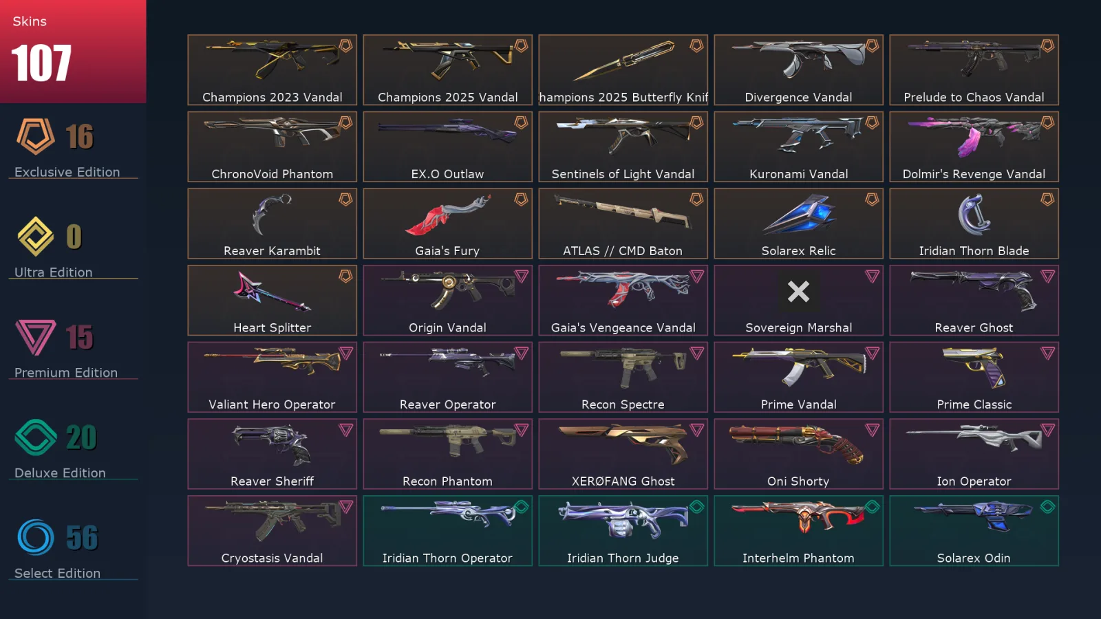 [Valorant] | EU | Level 348 | 29 Agents | 107 Skins