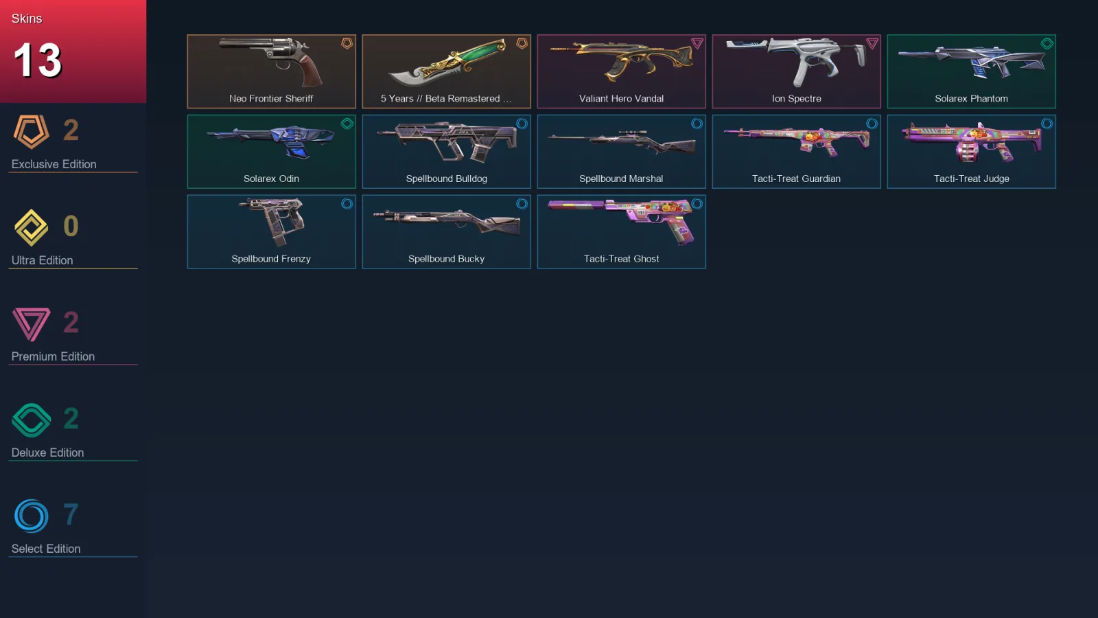 AP | Lv19 | Unranked | 13 Skin | 8 Agent | 12 Buddy — Tacti Treat Guardian