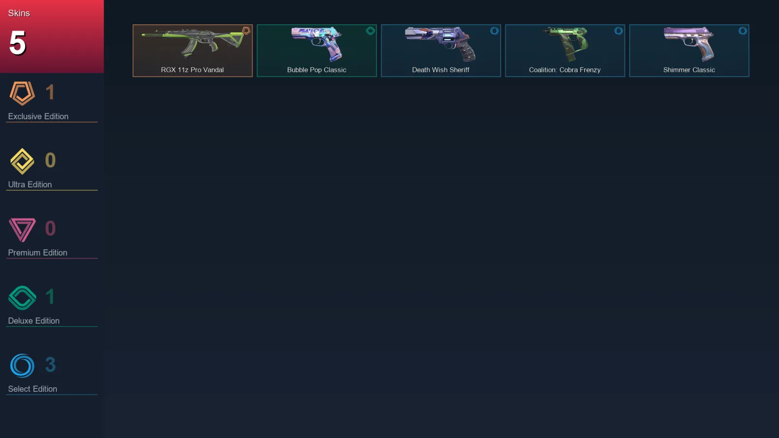 NA | Lv118 | Unranked | 5 Skin | 18 Agent | 52 Buddy