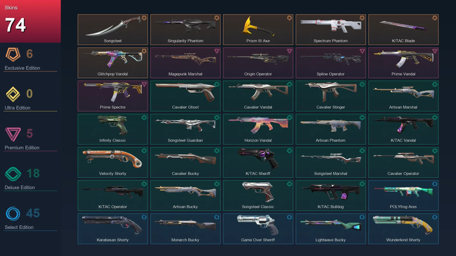 NA | Lv180 | Unranked | 74 Skin | 19 Agent | 93 Buddy