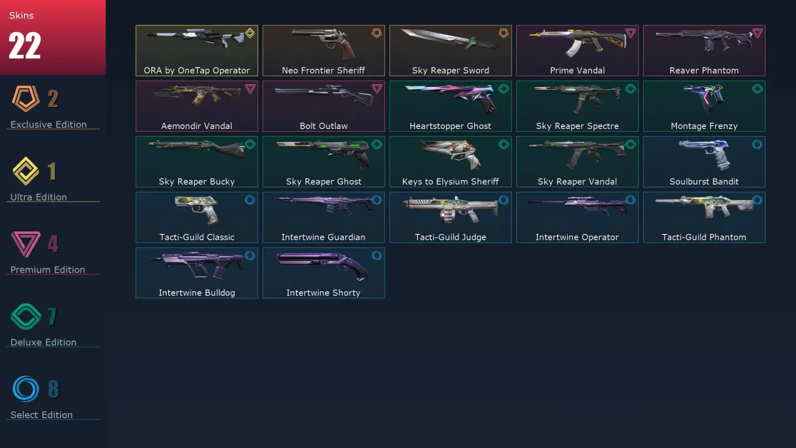 [Valorant] | EU | Level 102 | Gold 2 | 23 Agents | 22 Skins