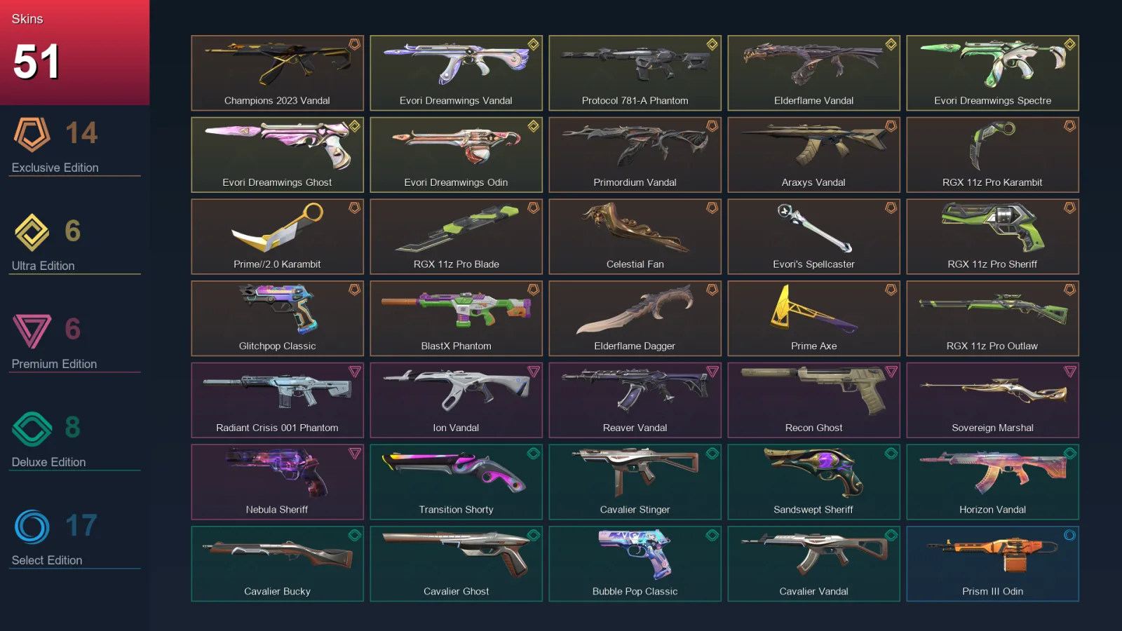 EU | Lv222 | Unranked | 51 Skin | 26 Agent | 109 Buddy — Valorant account