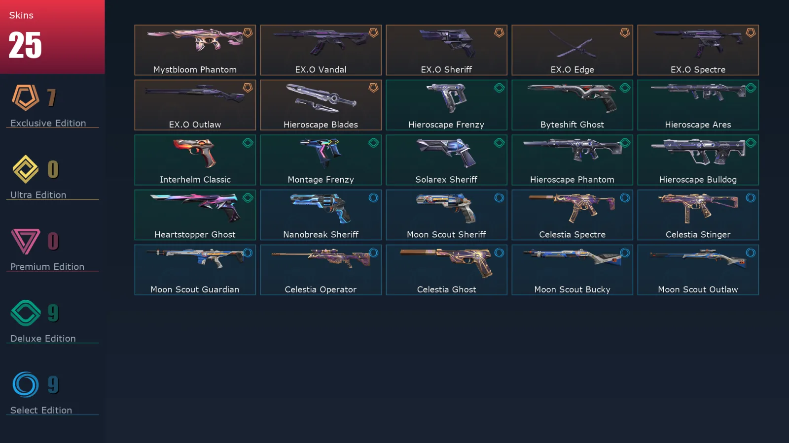 [Valorant] | EU | Level 134 | 28 Agents | 25 Skins