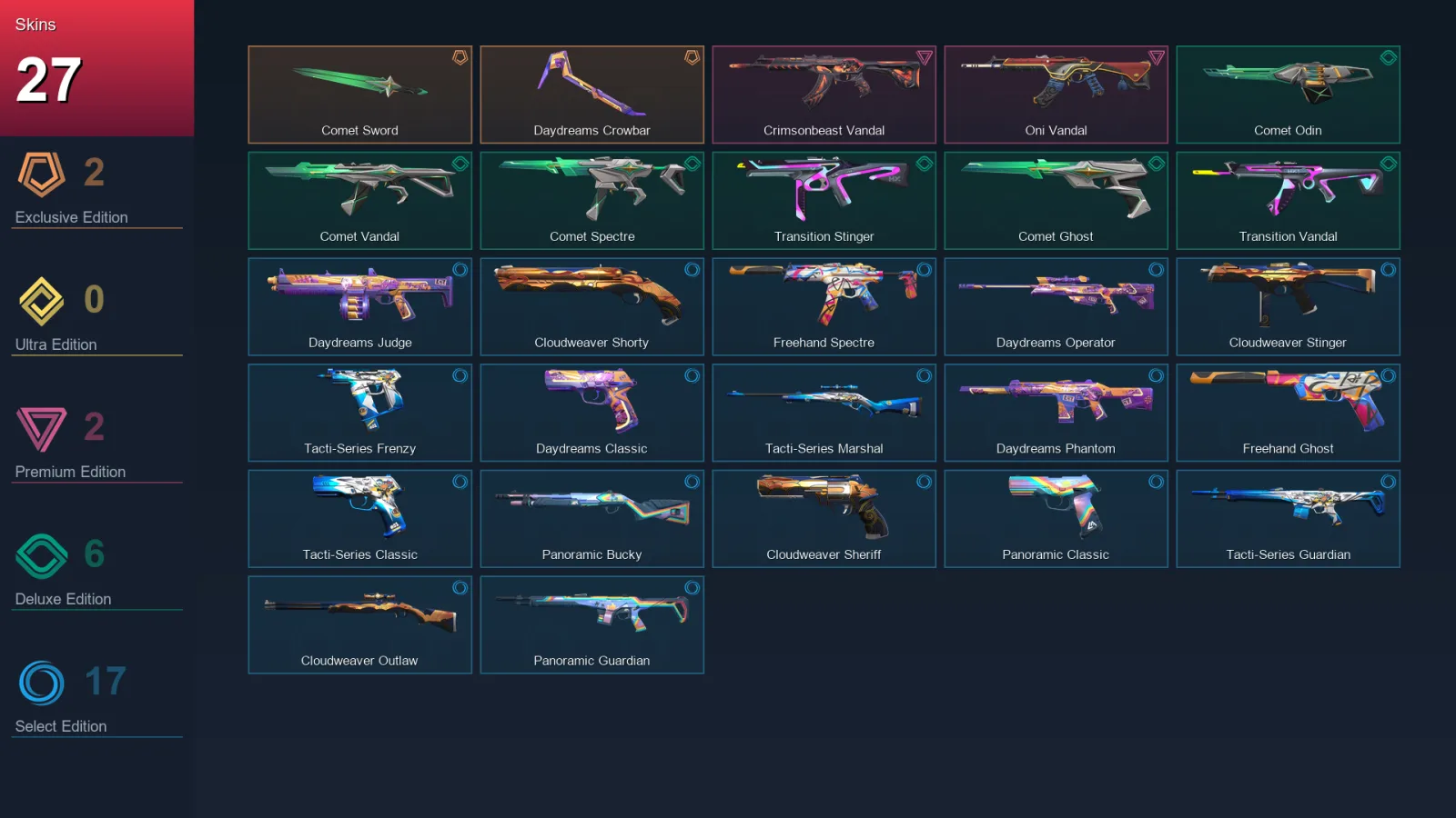 NA | Lv61 | Unranked | 27 Skin | 21 Agent | 34 Buddy