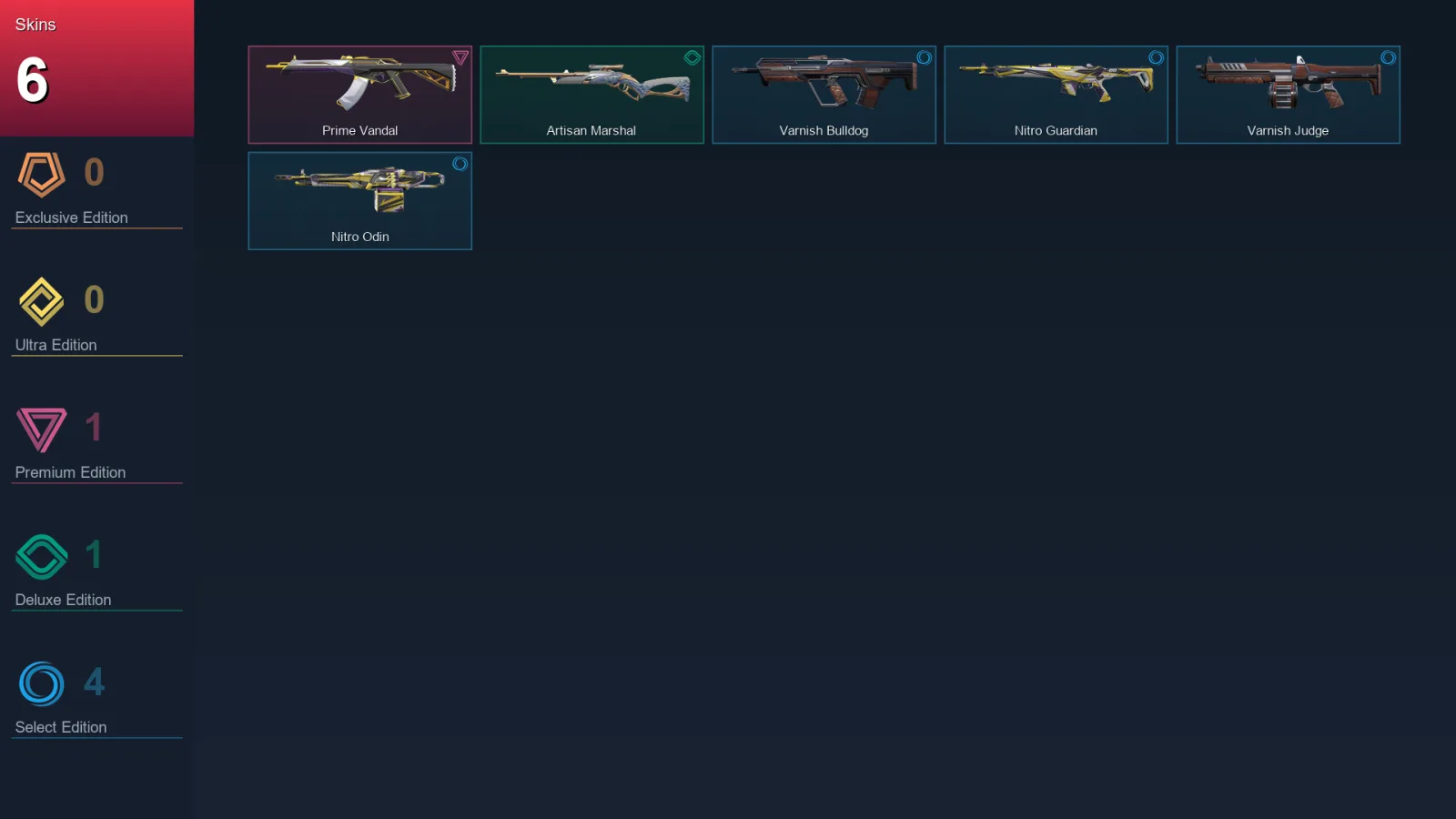 AP | Lv24 | Unranked | 6 Skin | 9 Agent | 9 Buddy — Nitro Guardian