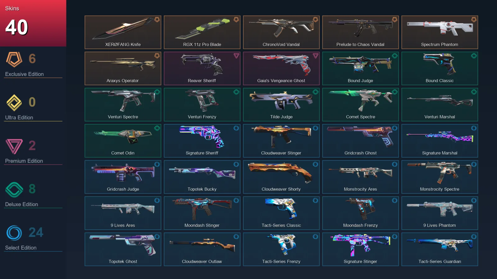 NA | Lv98 | Unranked | 40 Skin | 27 Agent | 60 Buddy &mdash; Valorant account with Classic skin