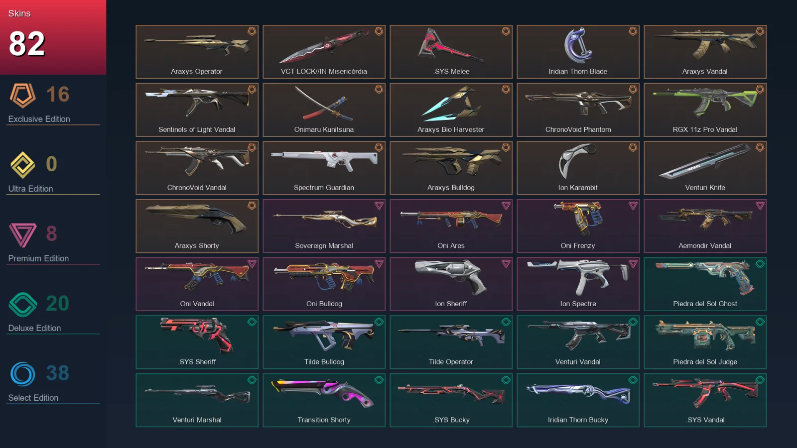 AP | Lv146 | Unranked | 82 Skin | 25 Agent | 87 Buddy