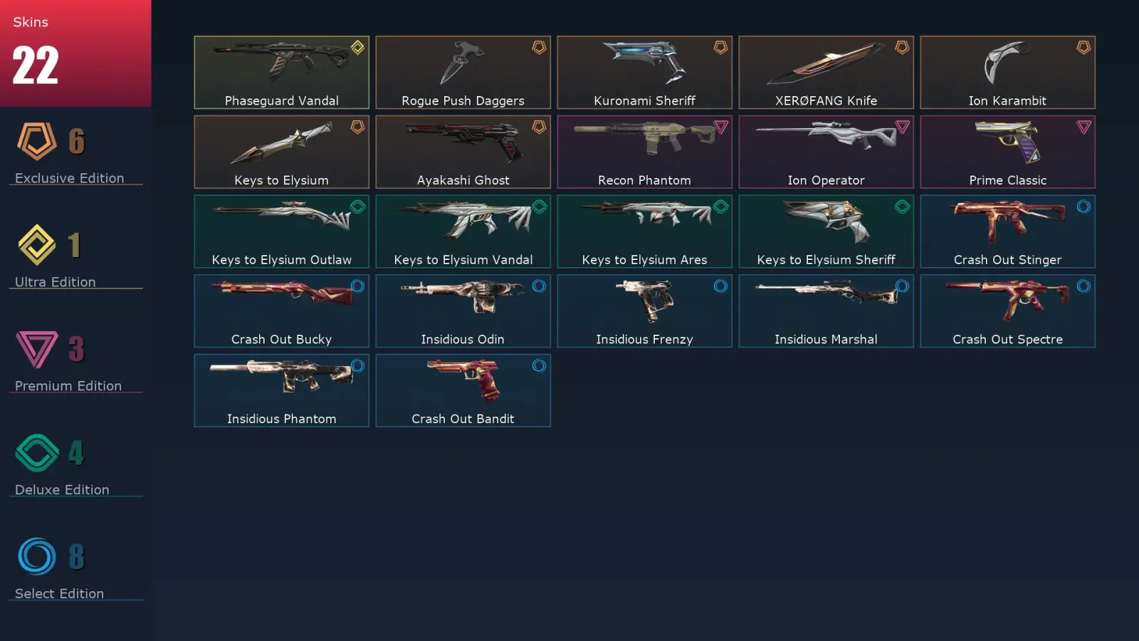[Valorant] | EU | Level 29 | Platinum 1 | 10 Agents | 22 Skins — Valorant account