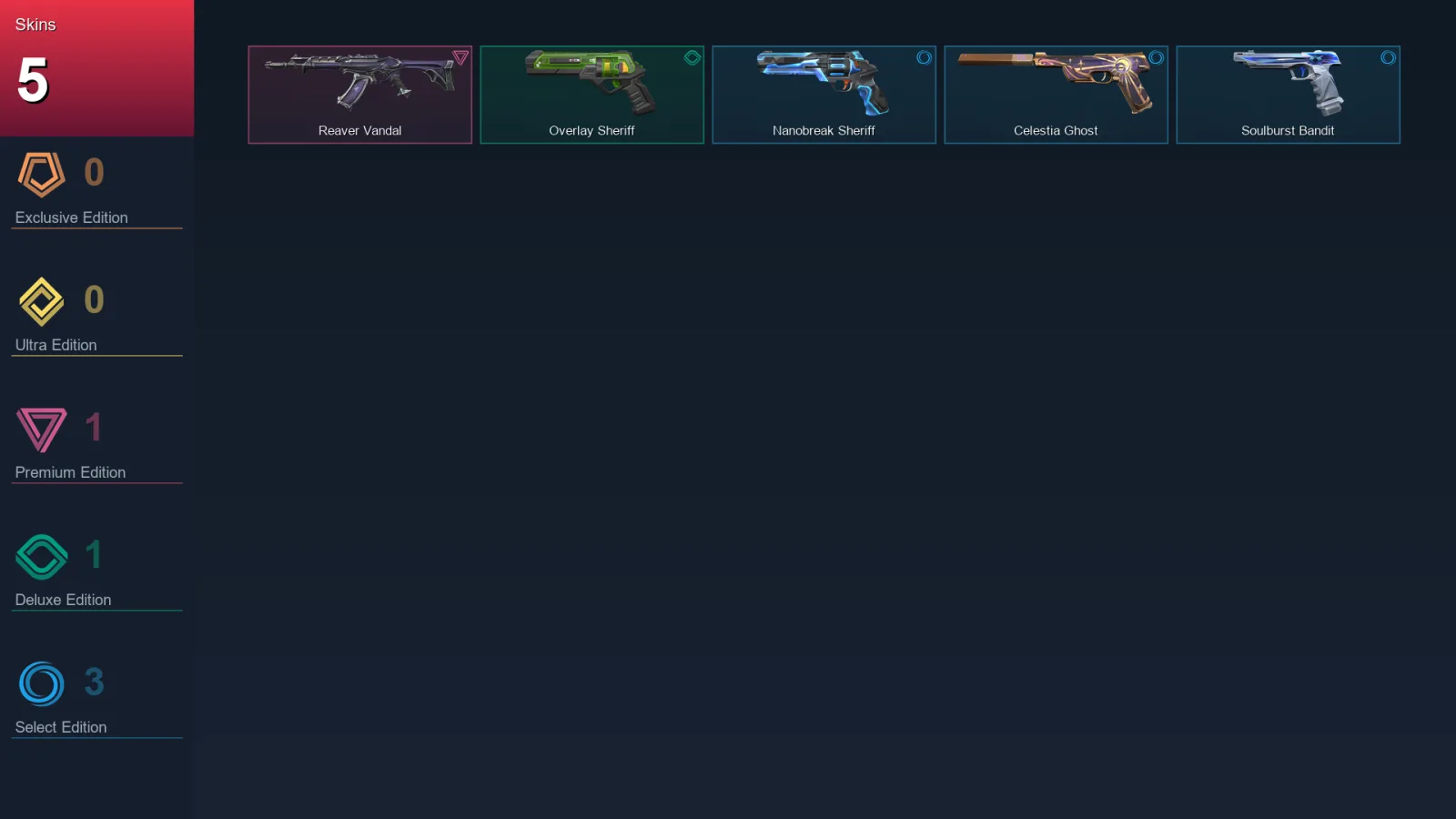 NA | Lv80 | Unranked | 5 Skin | 24 Agent | 28 Buddy