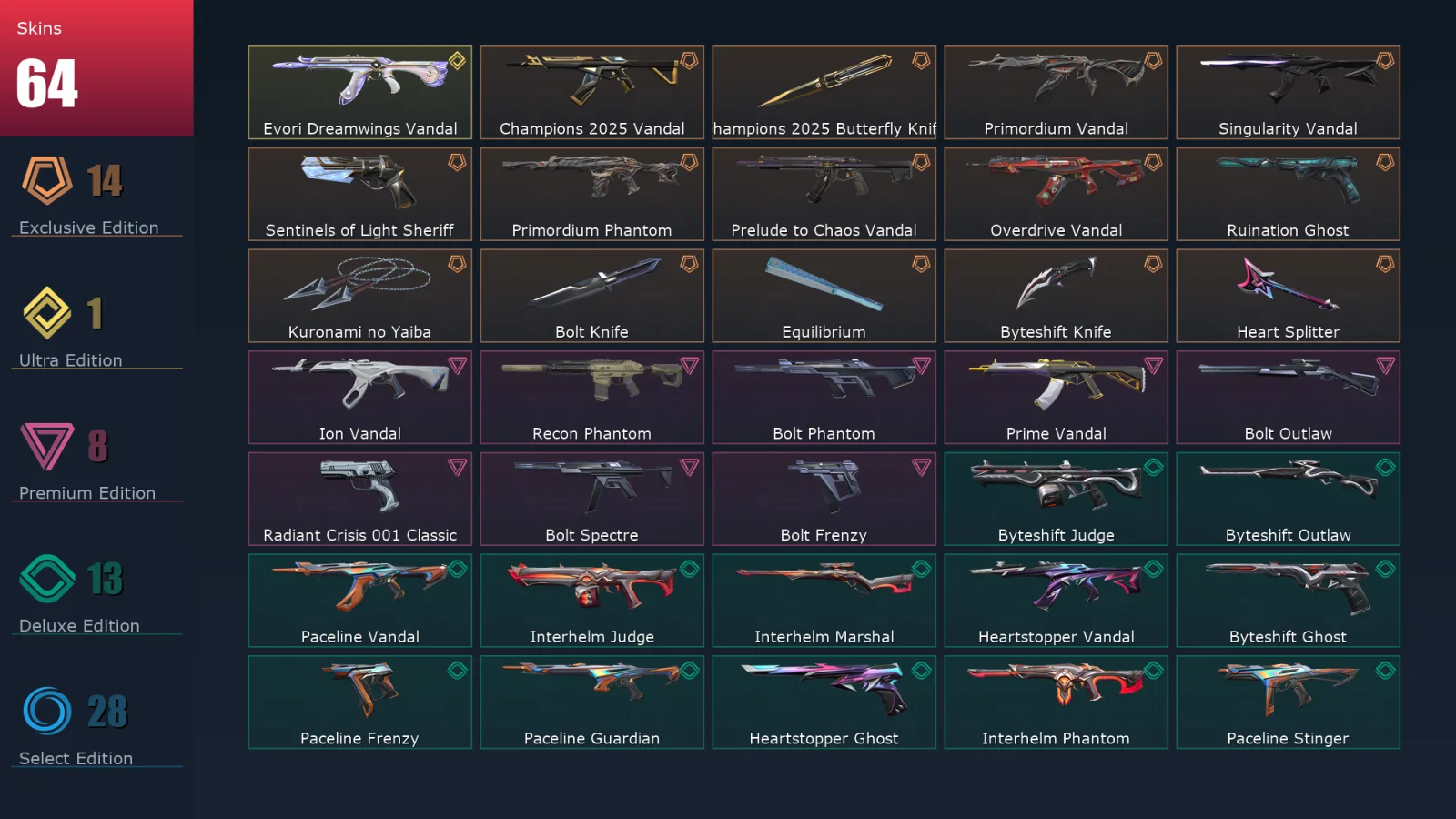 [Valorant] | EU | Level 59 | 20 Agents | 64 Skins