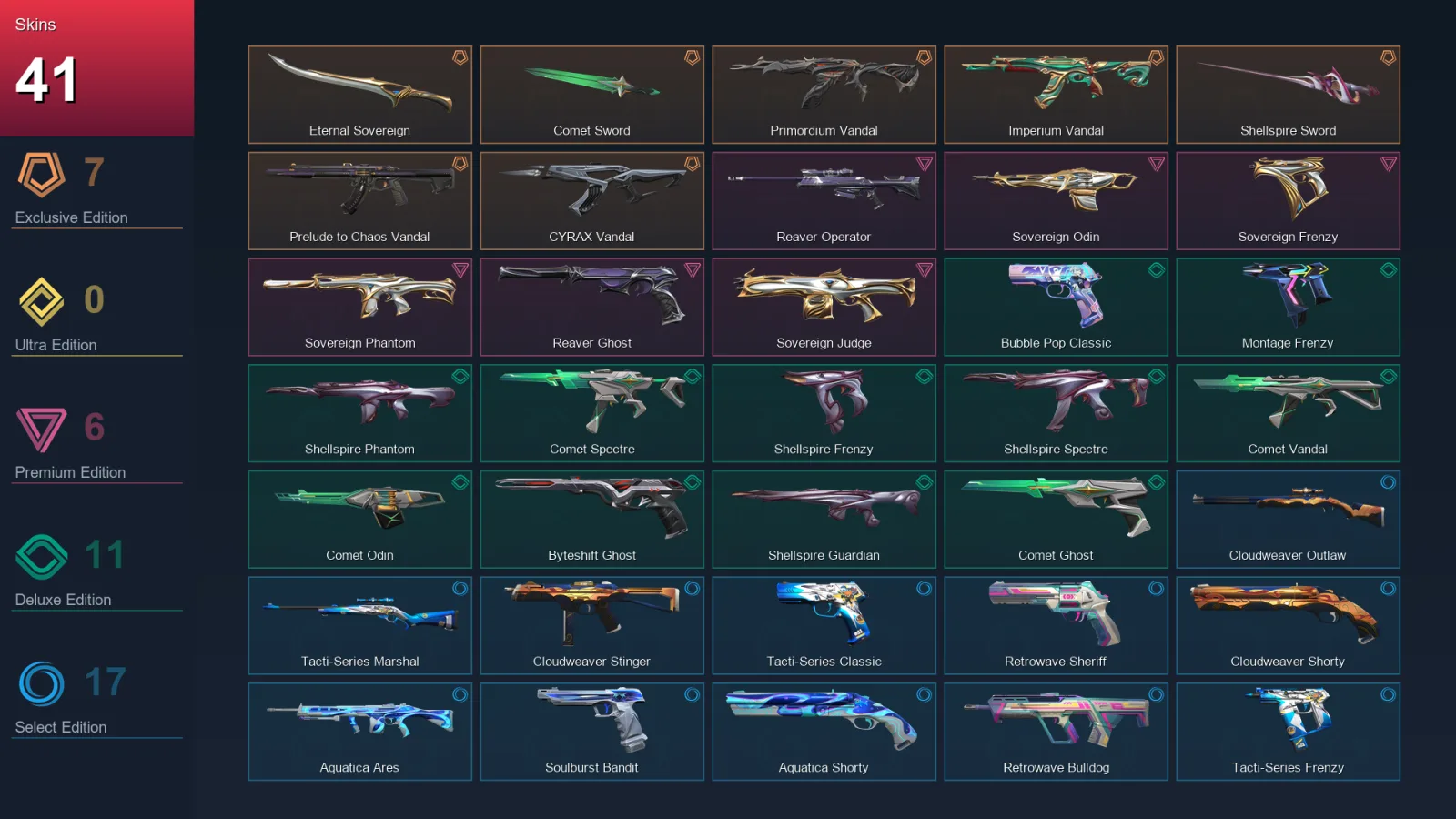 EU | Lv102 | Unranked | 41 Skin | 29 Agent | 48 Buddy